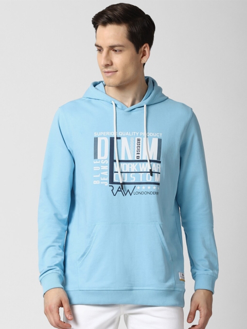 

Peter England Casuals Men Blue Printed Hooded Sweatshirt