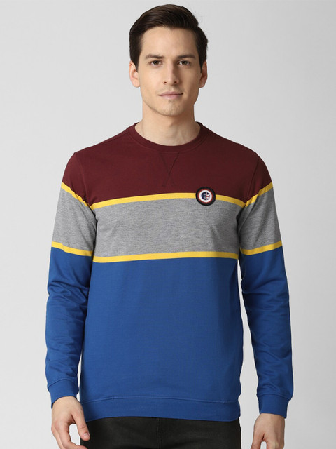 

Peter England Casuals Men Blue Colourblocked Sweatshirt