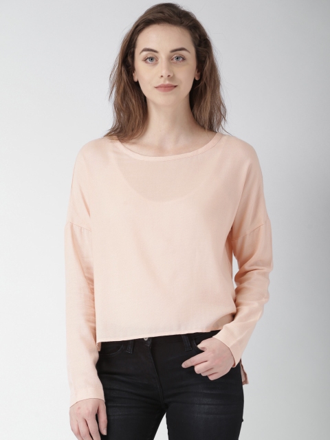 

Mast & Harbour Women Peach Solid High Low Top