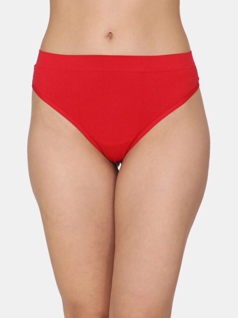 

Zivame Women Red Solid Mid-Rise Thongs