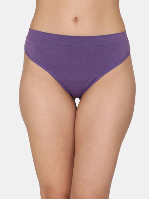 

Zivame Women Purple Solid Thongs Briefs
