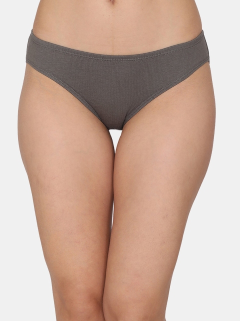 

Zivame Women Grey Solid Bikini Briefs