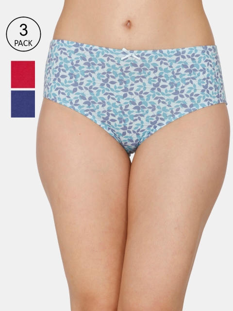 

Zivame Women Pack Of 3 Assorted Mid Rise Briefs