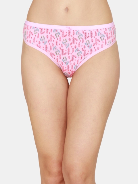 

Zivame Women Pink Printed Low-Rise Thongs Briefs