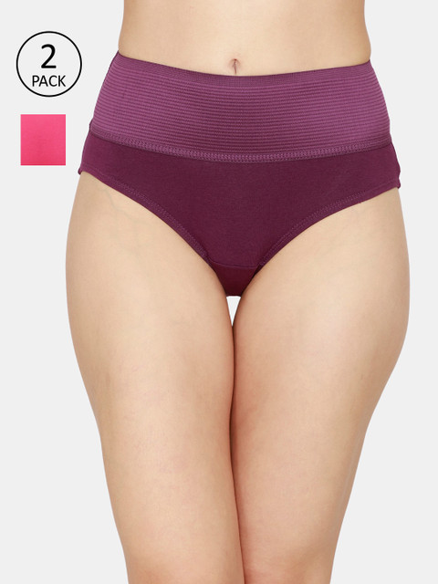 

Zivame Woman Pack Of 2 Assorted Hipster Briefs- ZI2635COREEPUMU, Multi