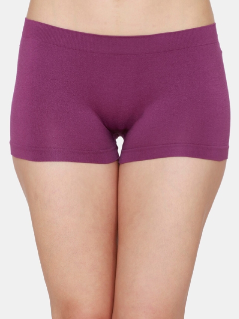 

Zivame Women Purple Solid Boy Shorts