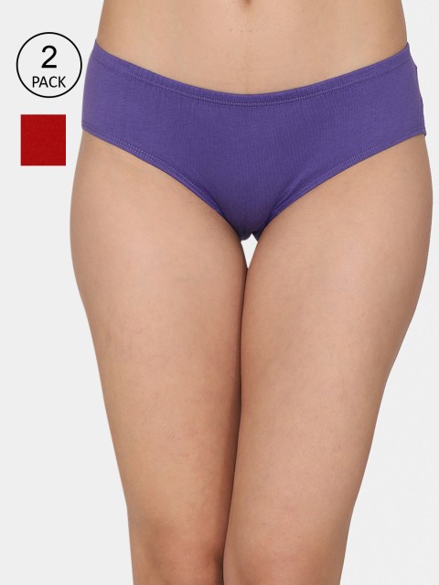 

Zivame Women Pack Of 2 Assorted Solid Pure Cotton Hipster Briefs