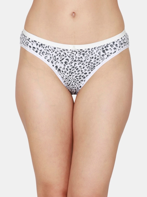 

Zivame Women White & Black Animal Printed Low-Rise Bikini Brief ZI2670FASHBYELW