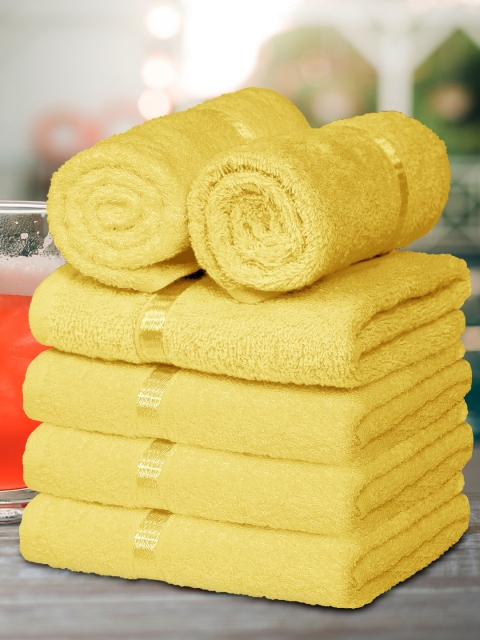 

Story@home Set Of 6 Yellow Solid 450 GSM Pure Cotton Hand Towels