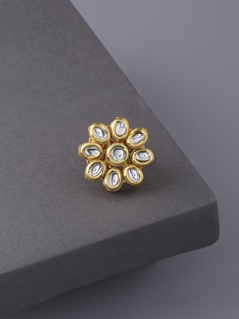 

VIRAASI Gold-Plated White Kundan Studded Finger Ring
