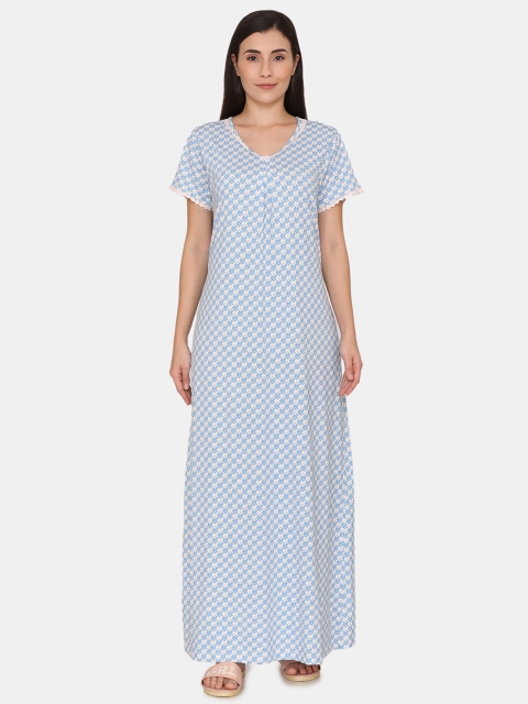 

Zivame Blue Printed Maxi Nightdress