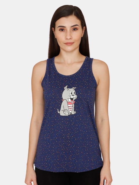 

Zivame Blue Print Tank Top