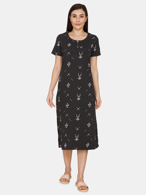 

Zivame Black Printed Nightdress