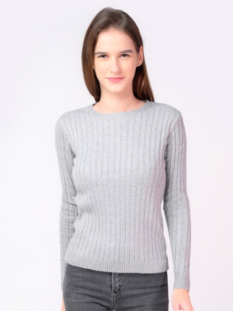 

NoBarr Women Grey Cable Knit Pullover