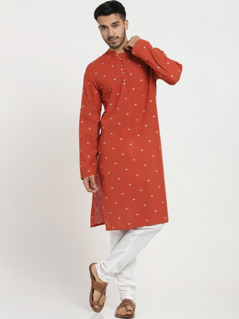

Bewakoof Men Rust Geometric Kurta