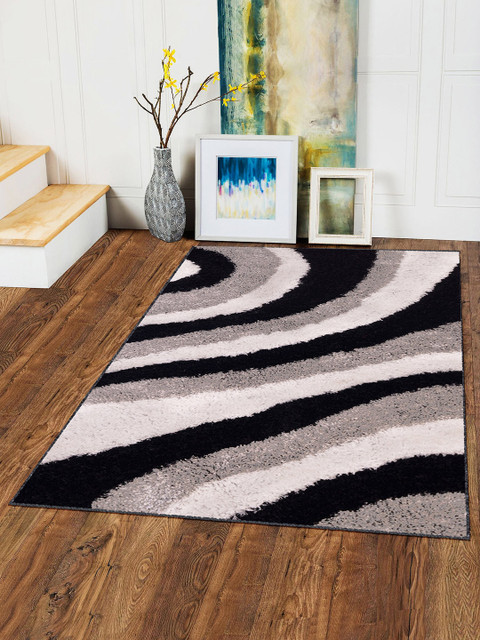 

Story@home Black & White Patterned Anti Skid Shaggy Carpet
