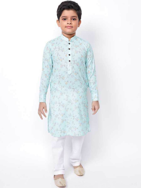 

NAMASKAR Boys Green Printed Pure Cotton Kurta with Pyjamas