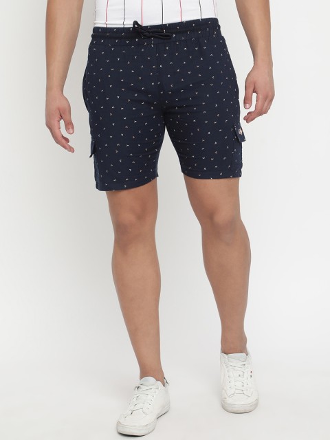 

V2 Value & Variety Men Navy Blue & White Printed Cotton Shorts