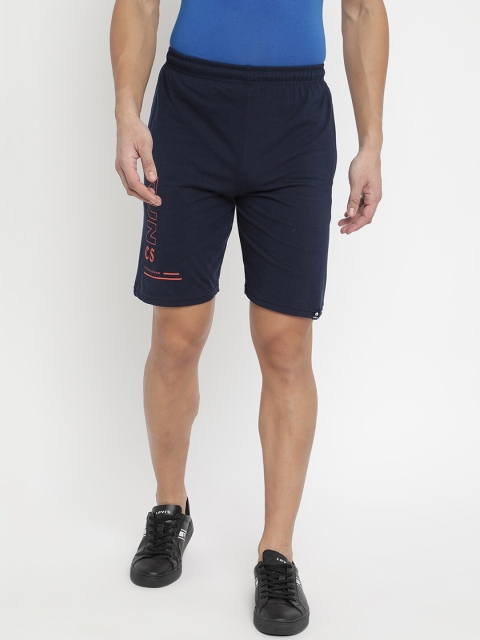 

V2 Value & Variety Men Navy Blue & Orange Typography Printed Cotton Shorts
