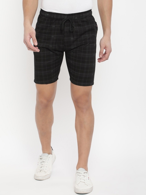 

V2 Value & Variety Men Black Checked Printed Shorts