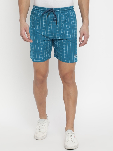 

V2 Value & Variety Men Teal Checked Shorts