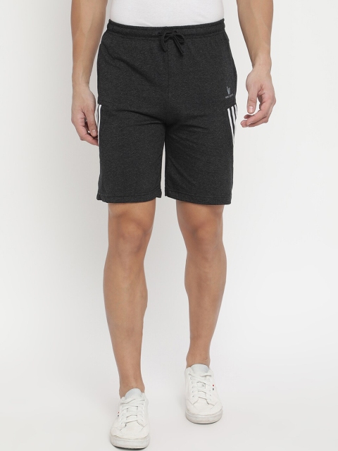 

V2 Value & Variety Men Grey Melange & White Striped Cotton Shorts