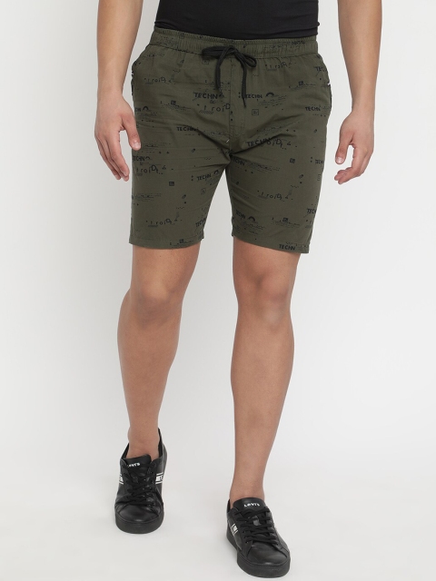 

V2 Value & Variety Men Olive Green Printed Shorts