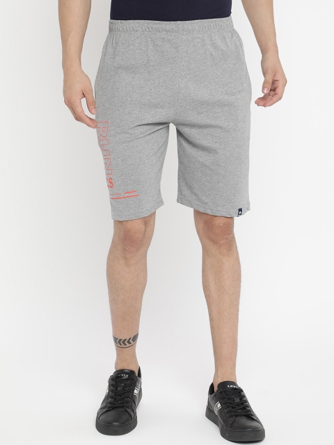 

V2 Value & Variety Men Grey Melange & Orange Printed Cotton Shorts