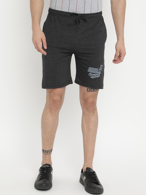 

V2 Value & Variety Men Grey Melange & Blue Printed Cotton Shorts