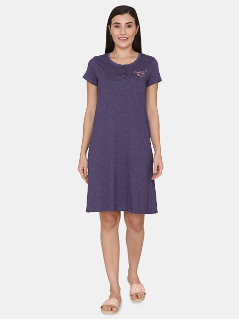 

Rosaline by Zivame Women Blue Solid T Shirt Nightdress