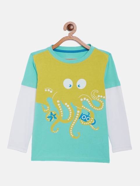 

Stylo Bug Girls Green Typography Printed Applique T-shirt