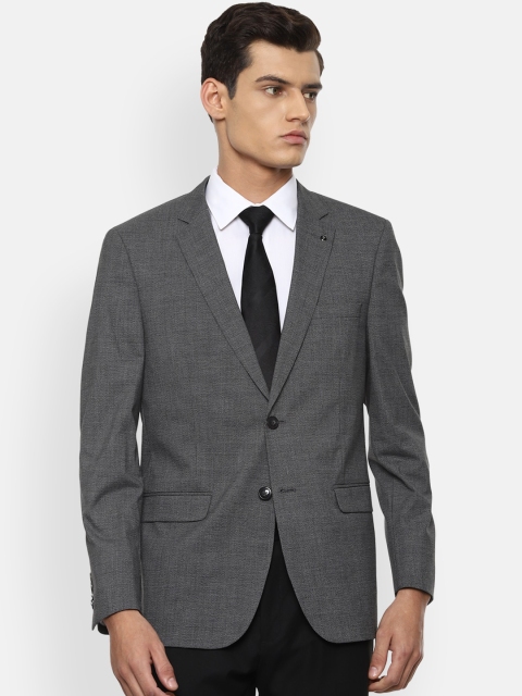 

Van Heusen Men Grey Self-Design Single-Breasted Slim-Fit Blazer