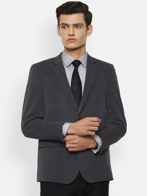 

Van Heusen Men Grey Solid Slim Fit Single-Breasted Formal Blazer