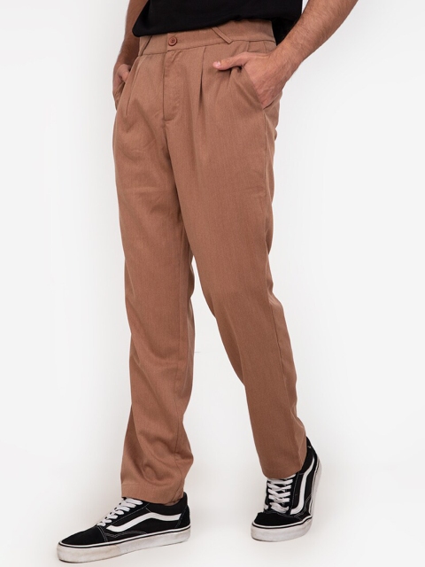 

ZALORA BASICS Men Brown Checked Classic Easy Wash Trousers