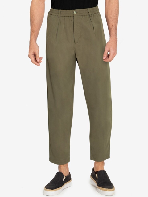 

ZALORA BASICS Men Olive Green Classic Easy Wash Trousers