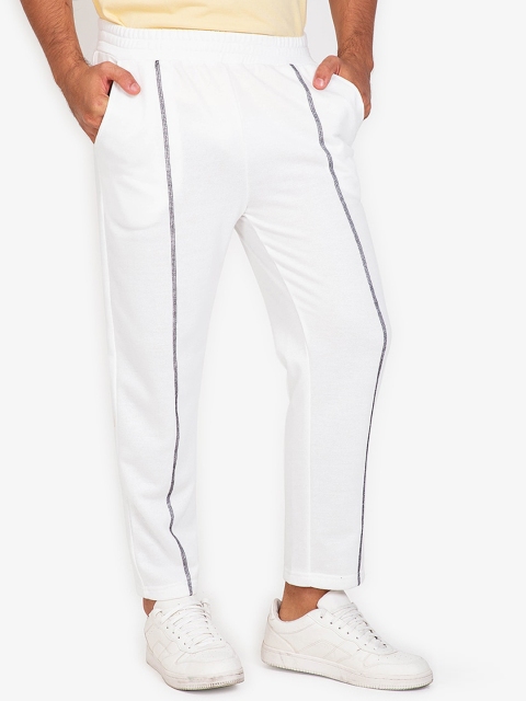 

ZALORA BASICS Men White Striped Classic Easy Wash Joggers Trousers