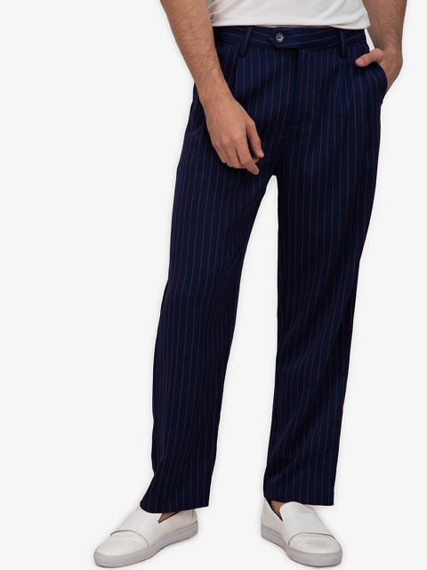 

ZALORA BASICS Men Multicoloured Striped Classic Trousers, Multi
