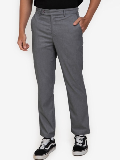 

ZALORA BASICS Men Grey Checked Classic Easy Wash Trousers