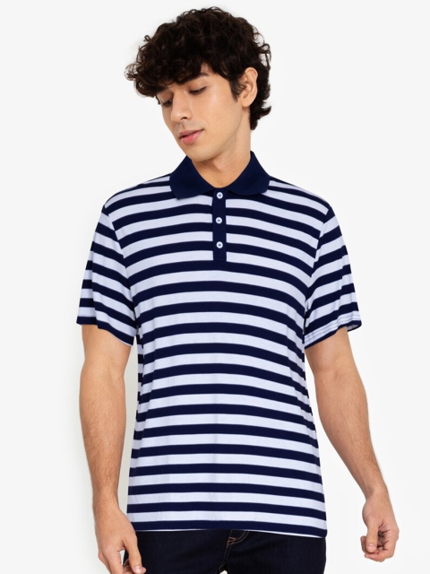 

ZALORA BASICS Men Multicoloured Striped Polo Collar T-shirt, Multi