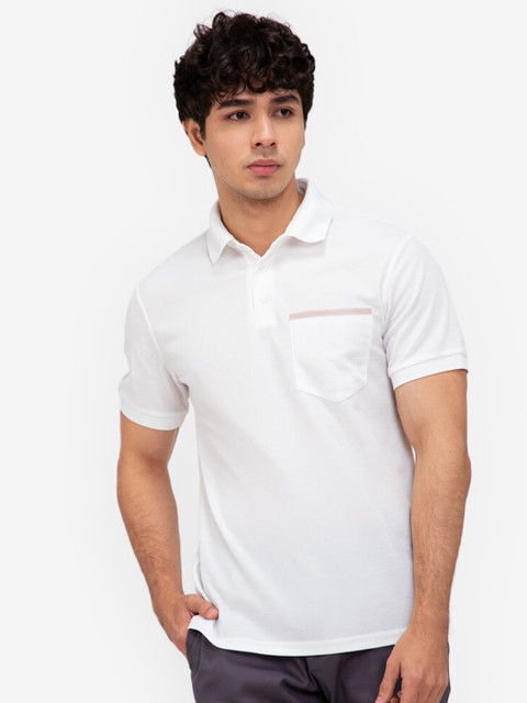 

ZALORA BASICS Men White Polo Collar T-shirt