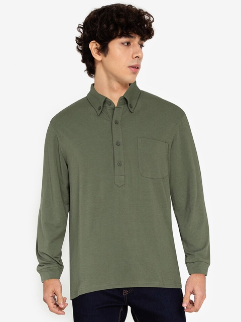 

ZALORA BASICS Men Olive Green Polo Collar T-shirt