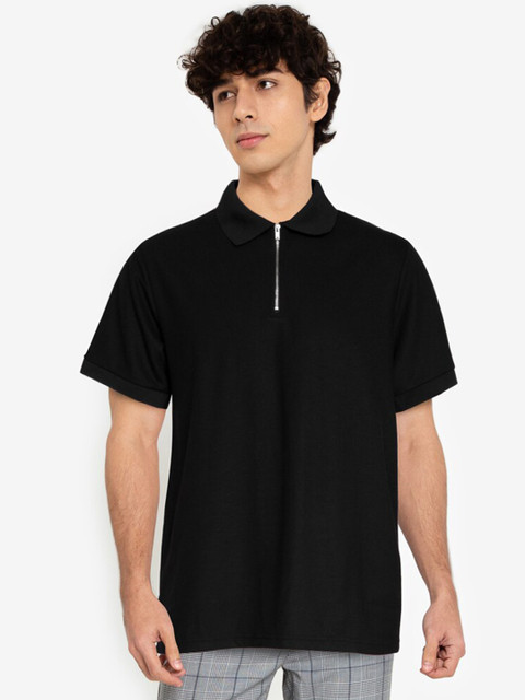 

ZALORA BASICS Men Black Polo Collar T-shirt
