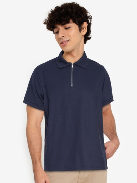 

ZALORA BASICS Men Navy Blue Polo Collar T-shirt