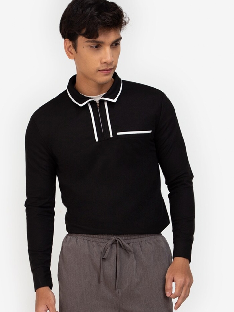 

ZALORA BASICS Men Black Polo Collar T-shirt