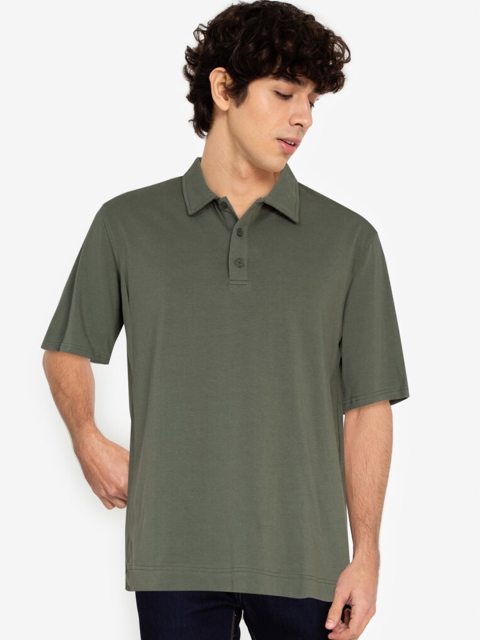 

ZALORA BASICS Men Olive Green Polo Collar T-shirt