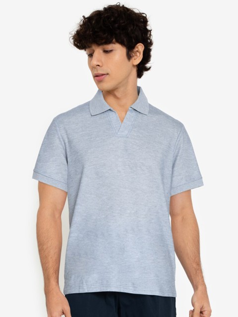 

ZALORA BASICS Men Grey Polo Collar T-shirt