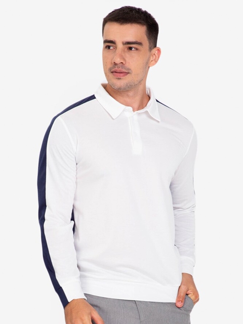 

ZALORA BASICS Men White & Navy Blue Polo Collar T-shirt