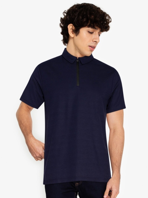 

ZALORA BASICS Men Navy Blue High Neck T-shirt