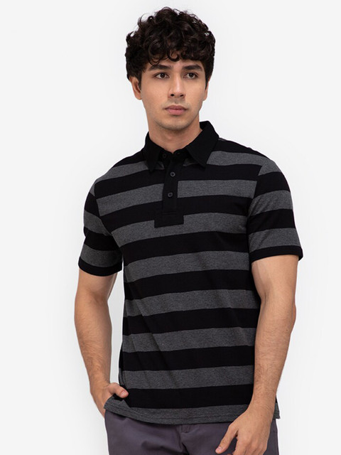 

ZALORA BASICS Men Multicoloured Striped Polo Collar T-shirt, Multi