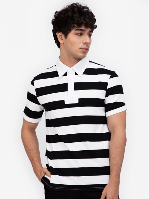 

ZALORA BASICS Men Multicoloured Striped Polo Collar Monochrome T-shirt, Multi
